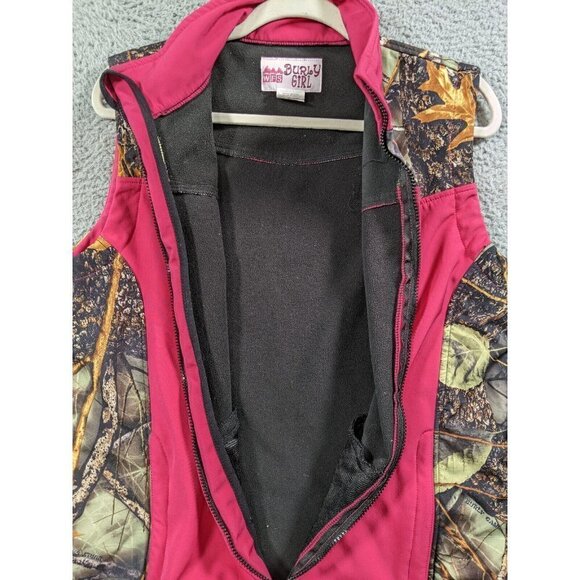 Burly Girl Soft WFS Softshell Vest Jacket Womens Large L Pink Camo Full Zip - Picture 11 of 11
